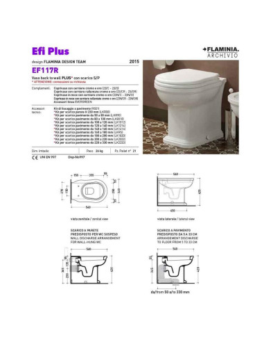 Sanitari filo muro Flaminia Efi Plus vaso bidet e coprivaso rallentato