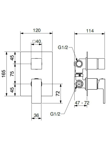 Bugnatese Tetris Monocomando incasso con deviatore 2 vie 9172