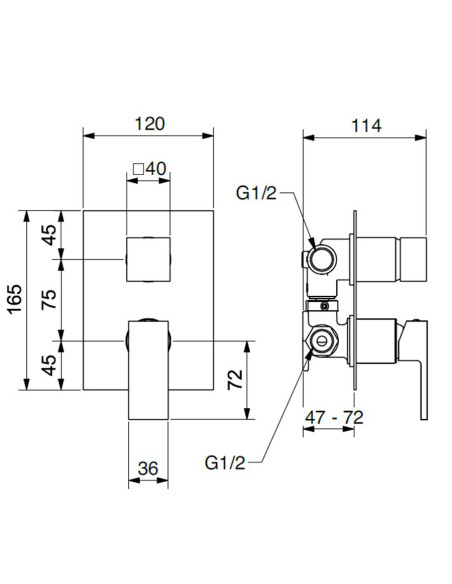 Bugnatese Tetris Monocomando incasso con deviatore 2 vie 9172