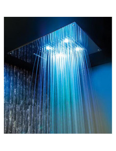 Soffione con cromoterapia da incasso in acciaio inox 2 getti e 4 led 550x400