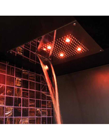 Soffione con cromoterapia da incasso in acciaio inox 1 getto e 4 led