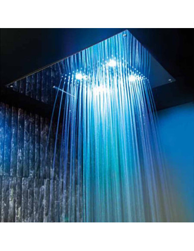 Soffione con cromoterapia da incasso in acciaio inox 3 getti e 6 led