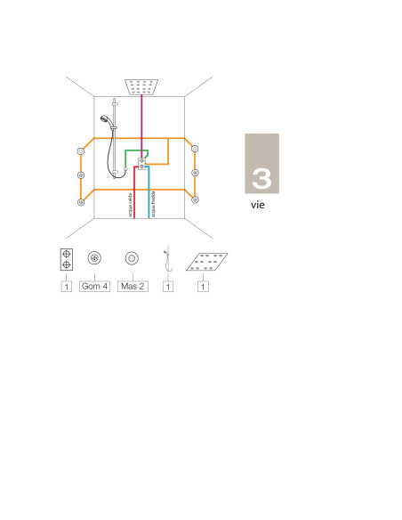 Bossini miscelatore termostatico 3 vie completo di corpo incasso