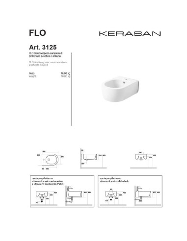 Sanitari sospesi Flo 50 - Kerasan - 3115 - 3125 - Quaranta Ceramiche