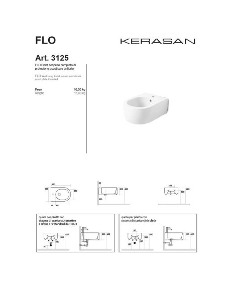 Sanitari sospesi Flo 50 - Kerasan - 3115 - 3125 - Quaranta Ceramiche