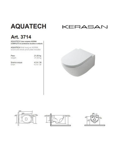 Sanitari sospesi Kerasan Aquatech Norim vaso bidet e coprivaso