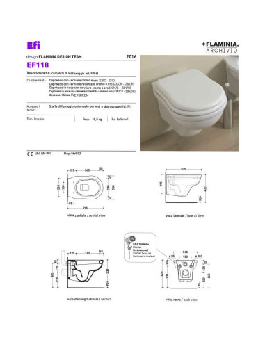 Flaminia - Sanitari sospesi Efi118 - Quaranta Ceramiche Srl