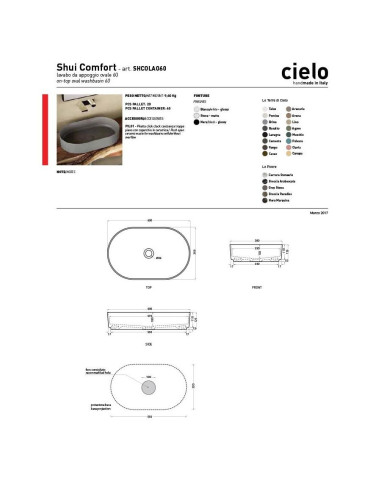 Lavabi Cielo - lavabo da appoggio Shui Comfort - Quaranta Ceramiche