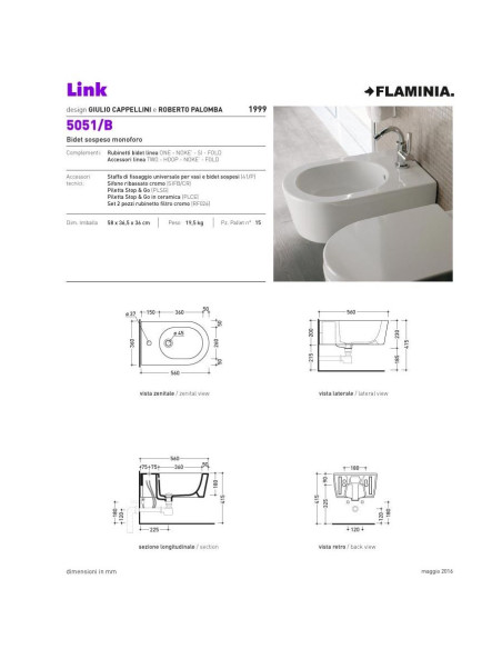 Sanitari sospesi Flaminia Link Goclean: finitura latte