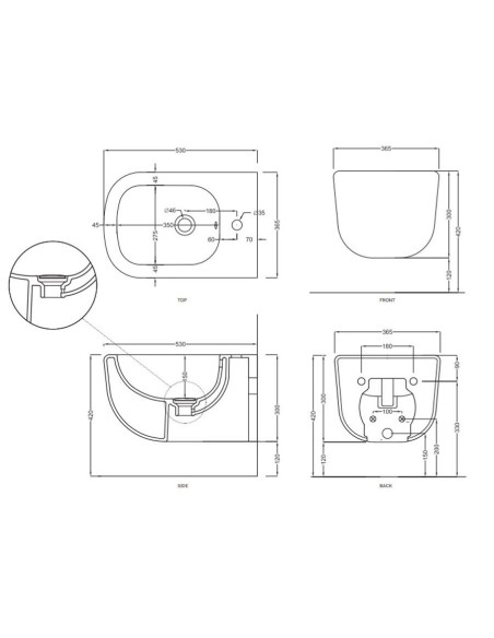Cielo Sanitari sospesi Era Rimless 2.0  ERVSK | Quaranta Ceramiche