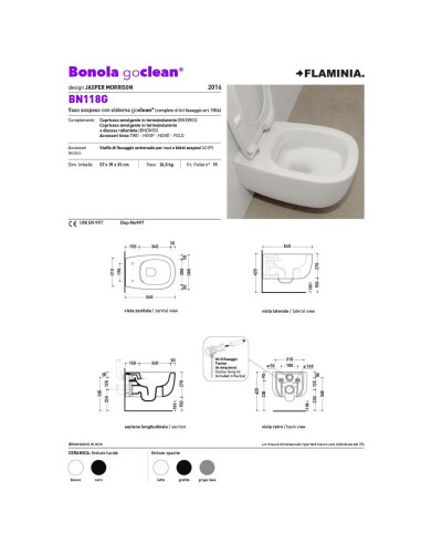 Flaminia Bonola Sanitari sospesi - BN118G - Quaranta Ceramiche Srl
