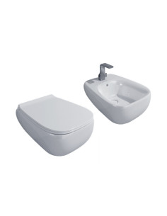 Sanitari sospesi Flaminia Fluo vaso goclean, bidet e coprivaso rallentato FU118G