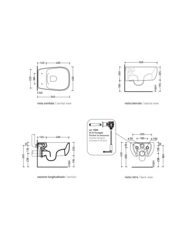 Sanitari sospesi Flaminia Fluo carbone vaso, bidet e coprivaso FU118G