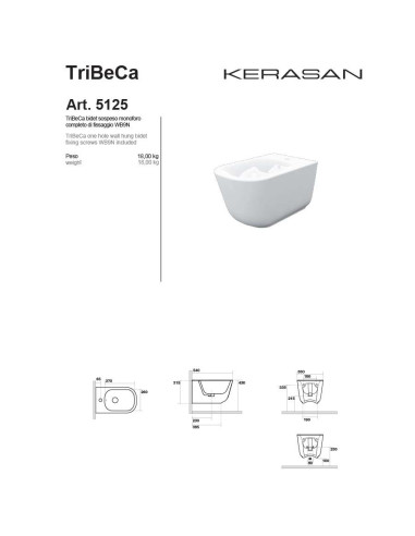 Kerasan Tribeca Bidet Sospeso 5125 01 | Miglior Prezzo Online