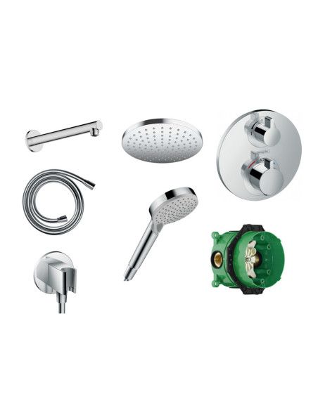 Hansgrohe Ecostat S Kit Miscelatore, Soffione, braccio, doccino