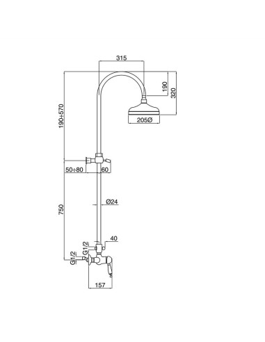 Colonna doccia esterna Oxford - 6336C - Bugnatese - Quaranta Ceramiche