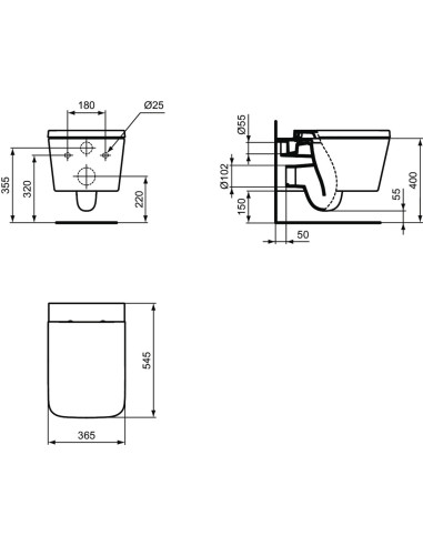 Ideal Standard Blend Cube vaso AquaBlade sospeso e coprivaso T368601