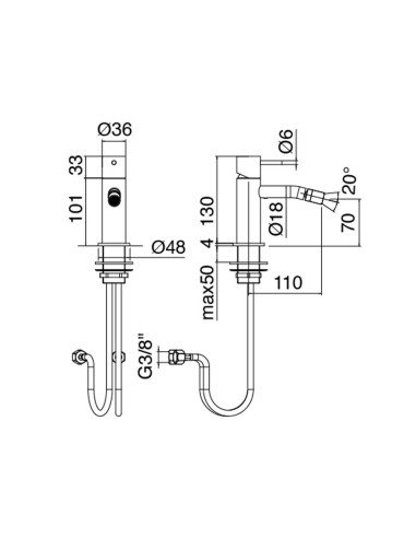 Zazzeri Z316 Miscelatore lavabo incasso completo e bidet acciaio inox