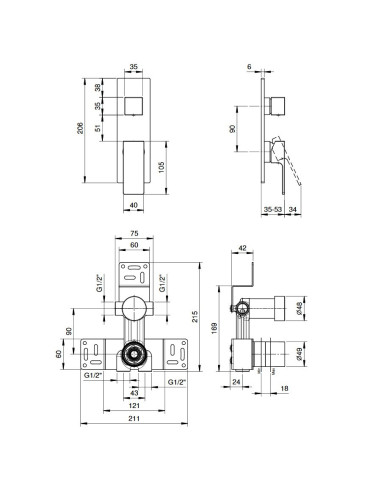 Fantini Rubinetteria F004WF + F008F + F085B | Quaranta Ceramiche