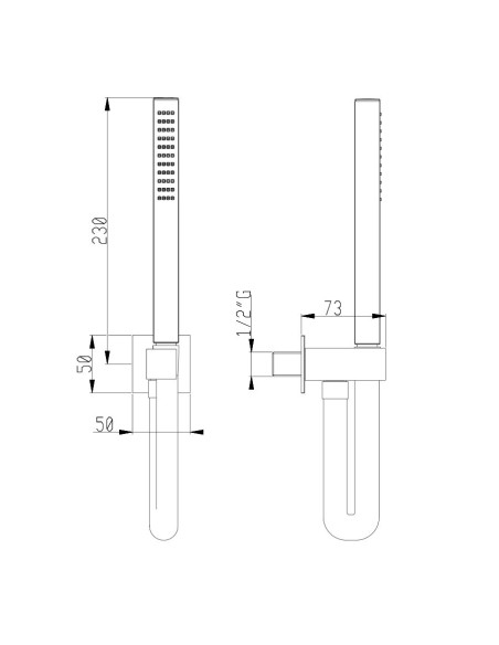 Soffione 25x25 cm, braccio doccia e doccetta | Quaranta Ceramiche