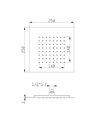 Soffione 25x25 cm, braccio doccia e doccetta | Quaranta Ceramiche