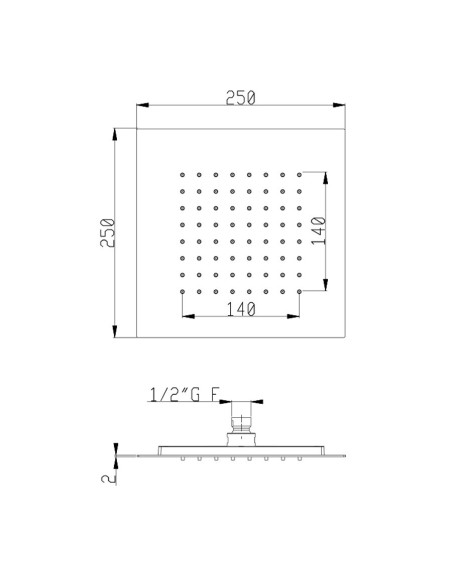 Soffione 25x25 cm, braccio doccia e doccetta | Quaranta Ceramiche