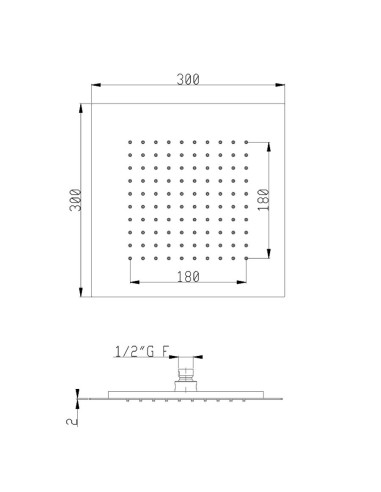 Soffione 30x30 cm, braccio doccia e doccetta | Quaranta Ceramiche
