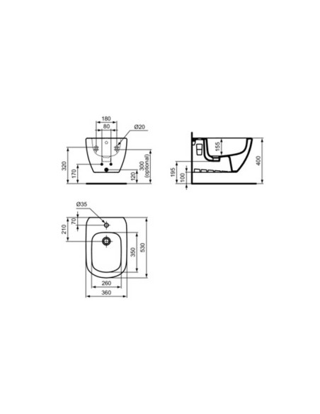Ideal Standard Tesi - Sanitari Sospesi senza brida - T536001 + T457001