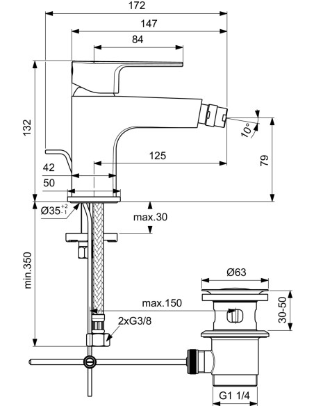 Ideal Standard Cerafine D Miscelatore monocomando bidet