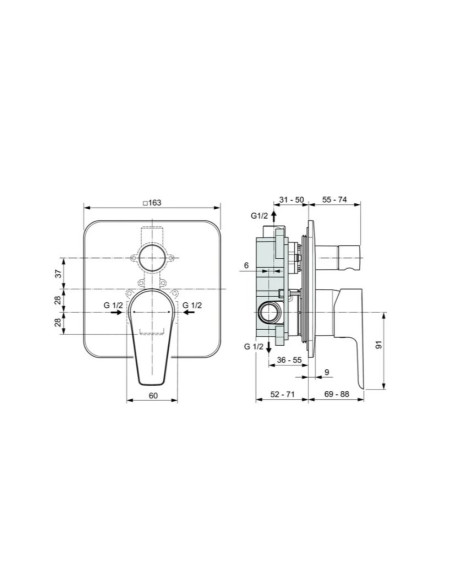 Ideal Standard Cerafine D Incasso doccia a 2 vie A7189AA