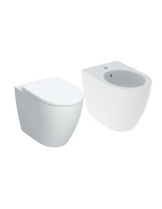 Sanitari Filo muro Geberit Icon vaso Rimfree bidet e coprivaso rallentato