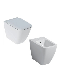 Sanitari Filo Muro Geberit iCon Square vaso rimfree bidet e coprivaso rallentato