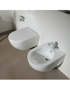 Sanitari sospesi Flaminia App vaso Goclean bidet e coprivaso avvolgente rallentato