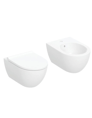 Geberit Acanto vaso sospeso Turboflush con bidet e coprivaso