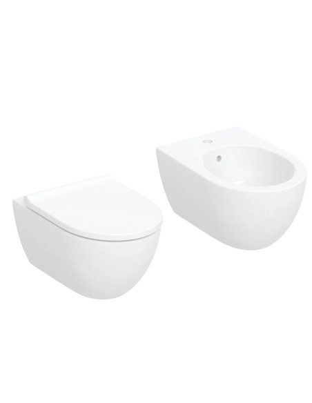 Geberit Acanto vaso sospeso Turboflush con bidet e coprivaso