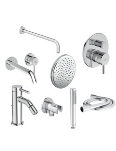 Ideal Standard Ceraline Kit Rubinetteria Lavabo a muro, bidet e doccia