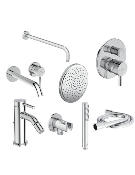 Ideal Standard Ceraline Kit Rubinetteria Lavabo a muro, bidet e doccia