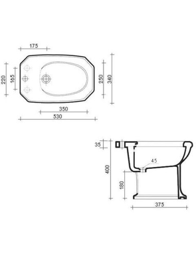 Sbordoni Romana Bidet a terra stile retrò bianco