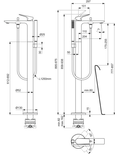 Ideal Standard La Dolce Vita Miscelatore freestanding per vasca