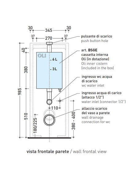 Flaminia Niagara Cassetta Monoblocco per vasi back to wall Goclean