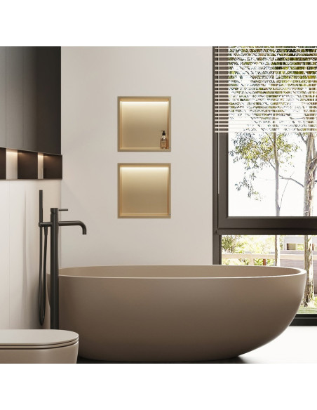 Nicchia per Doccia in Acciaio Inox 30 cm da incasso Oro Spazzolato