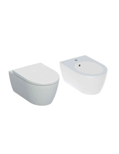 Sanitari Sospesi Geberit Icon vaso Rimfree bidet e coprivaso rallentato