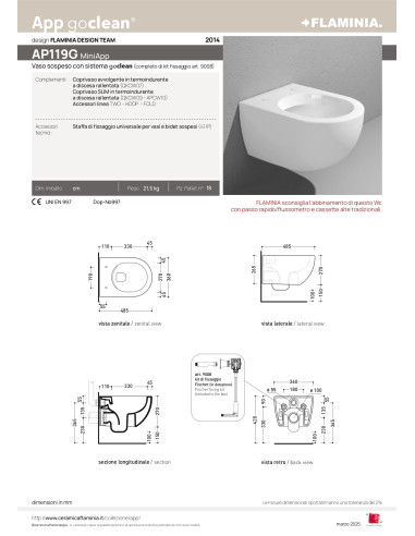 Flaminia MiniApp LATTE vaso Goclean e coprivaso rallentato slim
