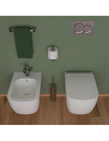 Flaminia Play LATTE vaso sospeso Gosilent bidet e coprivaso slim