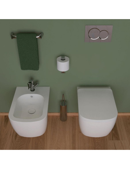Flaminia Play LATTE vaso sospeso Gosilent bidet e coprivaso slim