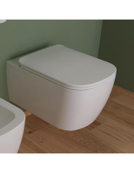 Flaminia Play LATTE vaso sospeso Gosilent e coprivaso slim rallentato