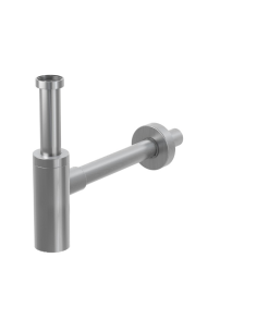 Sifone di scarico in acciaio inox universale per lavabi sospesi o da appoggio tondo minimal 1\' 1/4
