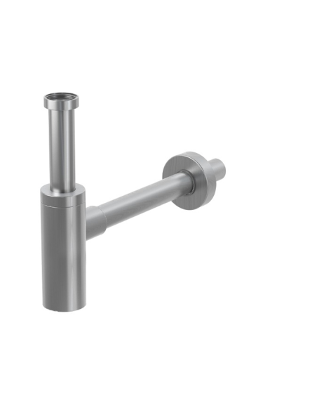 Sifone di scarico in acciaio inox universale per lavabi sospesi o da appoggio tondo minimal 1\' 1/4