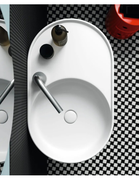 Galassia T65 Lavabo Ovale Bianco Matt Sospeso con Cassetto