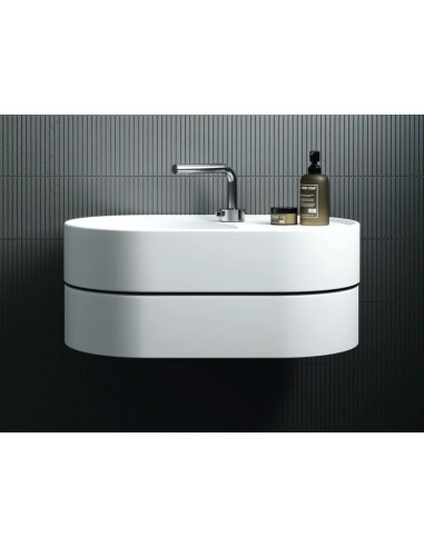 Galassia T65 Lavabo Ovale Bianco Matt Sospeso con Cassetto